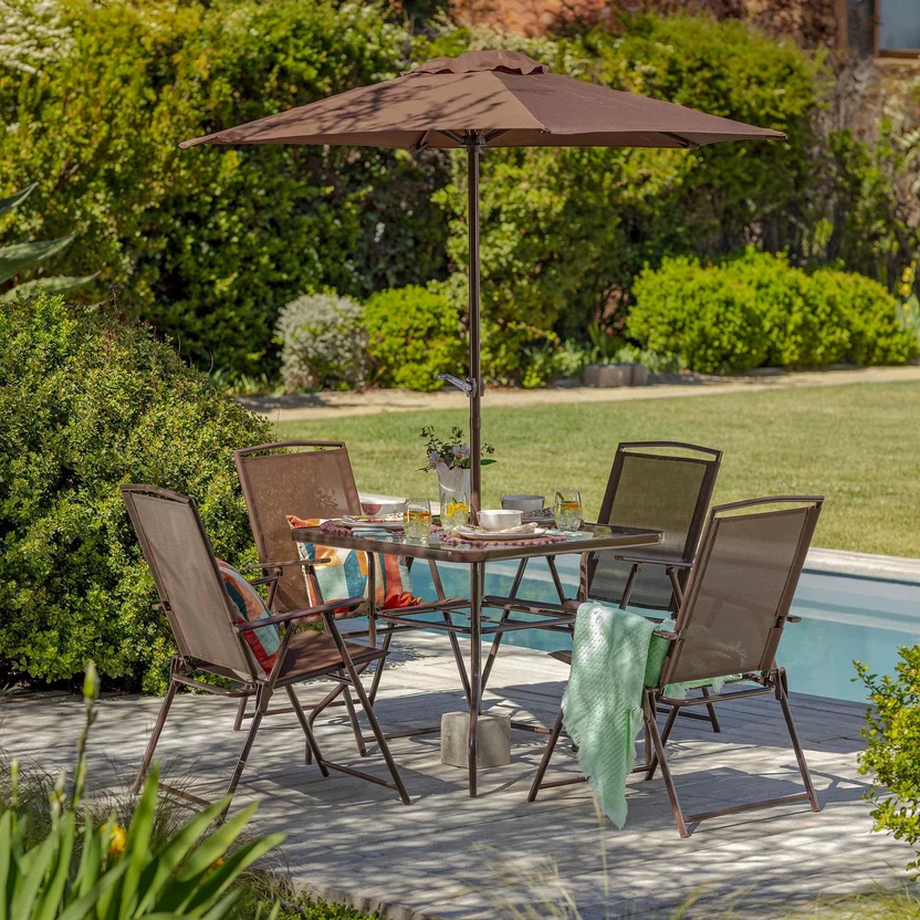 Conjunto Menorca Varanda Quadrado 6 PeÃ§as Marrom