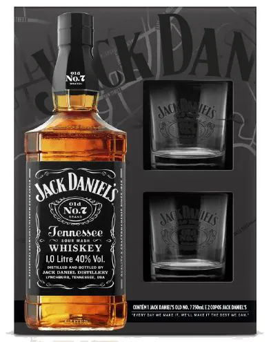 Kit Jack Daniels 1000 ml + 2 Copos